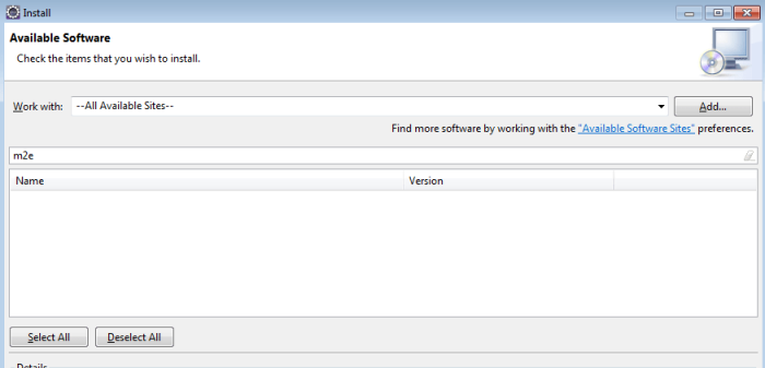 m2e plugin search no result