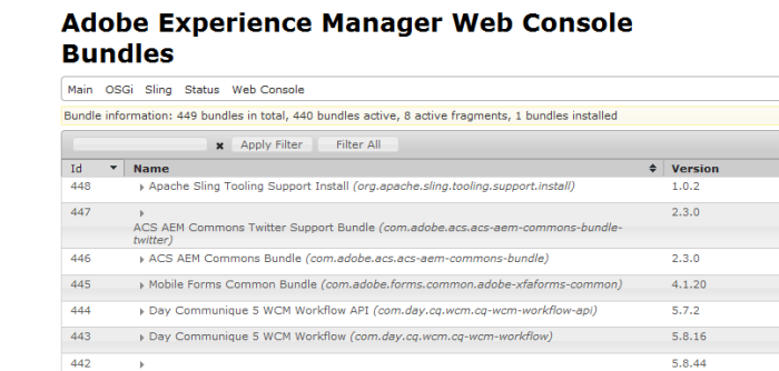 Sling tooling support bundle aem