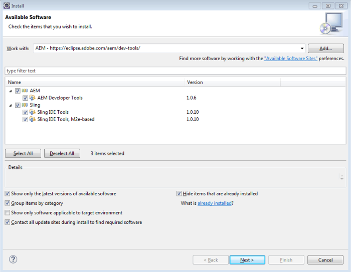 install aem plugin into eclipse