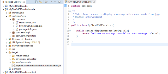 sample osgi service in aem