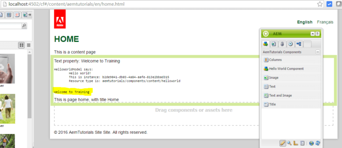 get values from sling model to sightly